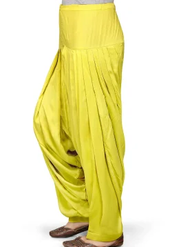 Plain Rayon Patiala in Yellow