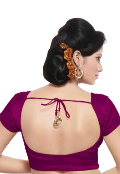 Plain Satin Blouse in Magenta