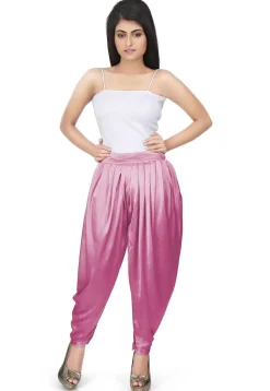 Plain Satin Dhoti Pant in Pink