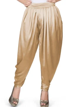 Plain Satin Dhoti Pant in Beige