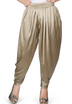 Plain Satin Dhoti Pant in Dusty Gold