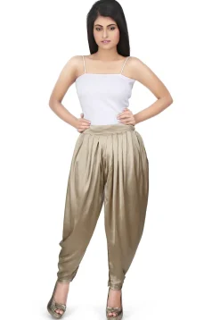Plain Satin Dhoti Pant in Dusty Gold