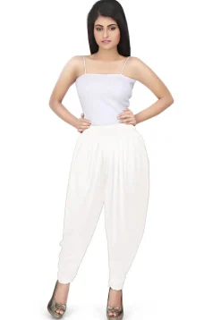 Plain Satin Dhoti Pant in White