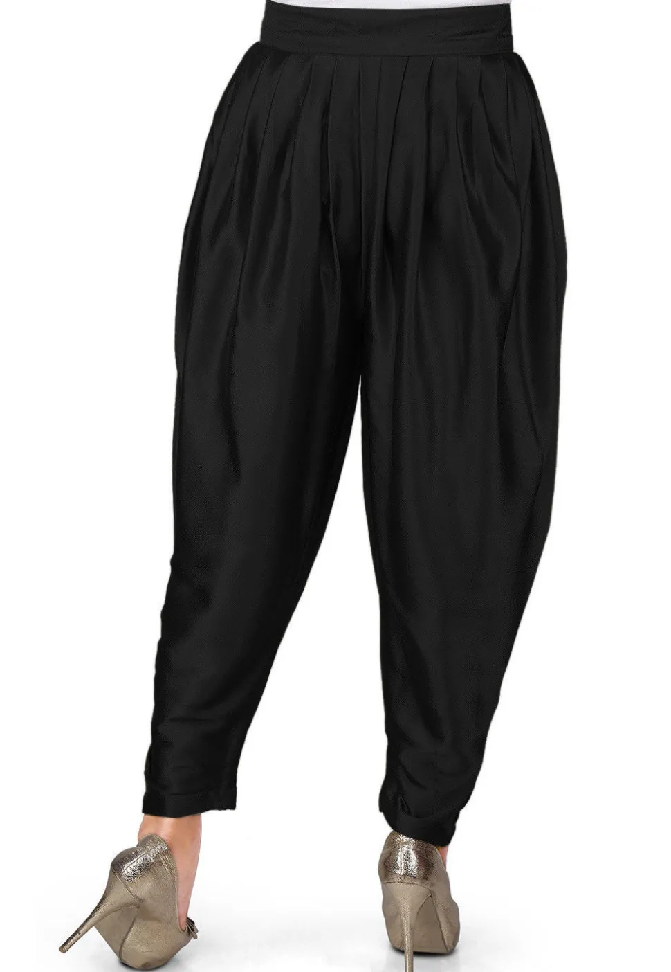Plain Satin Dhoti Pant in Black