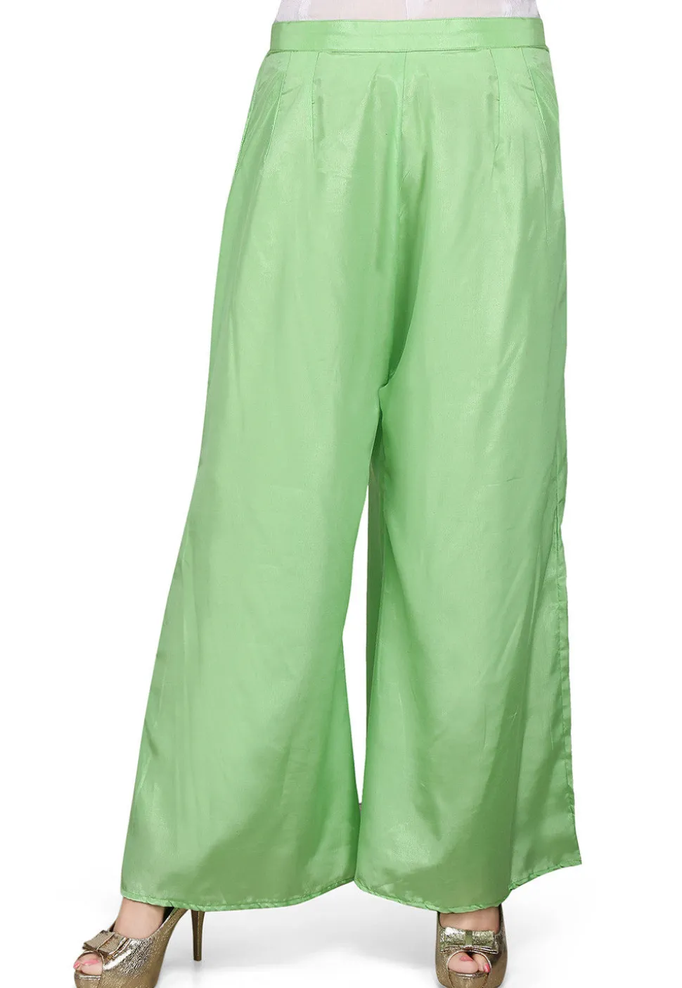 Plain Shantoon Palazzo in Light Green