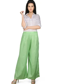 Plain Shantoon Palazzo in Light Green