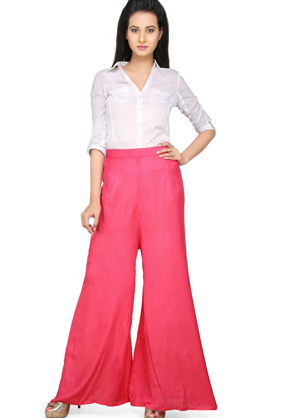 Plain Shantoon Palazzo in Pink