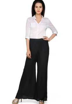 Plain Shantoon Palazzo in Black