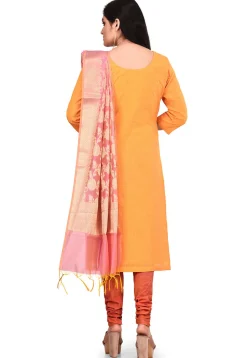Plain South Cotton Straight Suit in Orange
