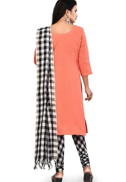 Plain South Cotton Straight Suit in Orange