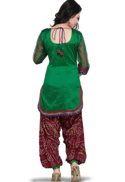 Plain Straight Cut Brocade Suit in Green