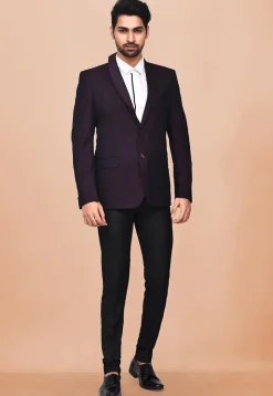 Plain Terry Rayon Tuxedo in Wine