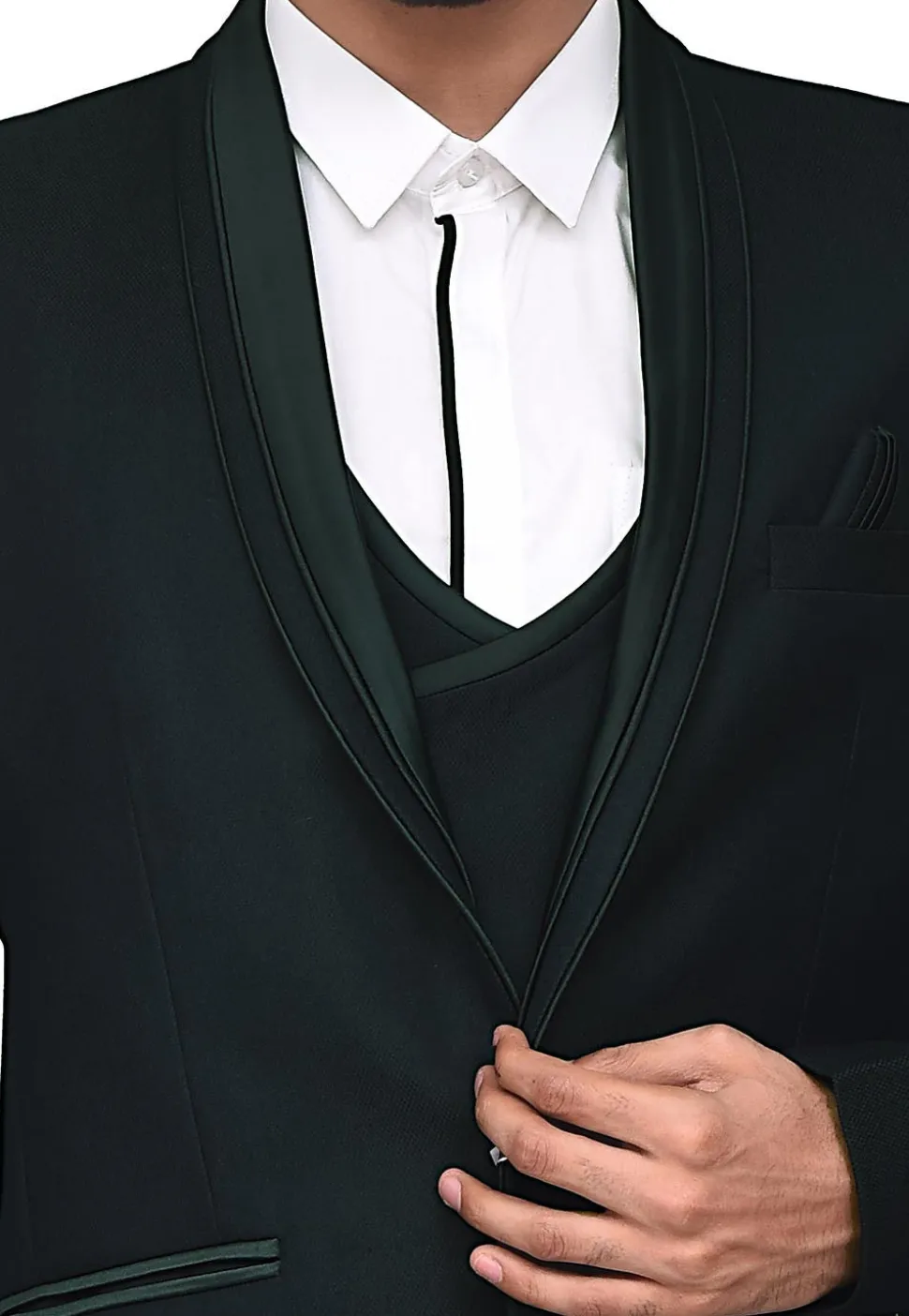 Plain Terry Rayon Tuxedo in Dark Green