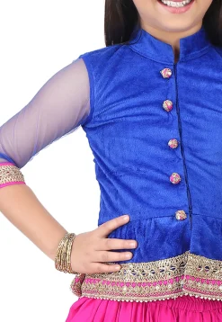 Plain Velvet Top with Dhoti Pant in Royal Blue