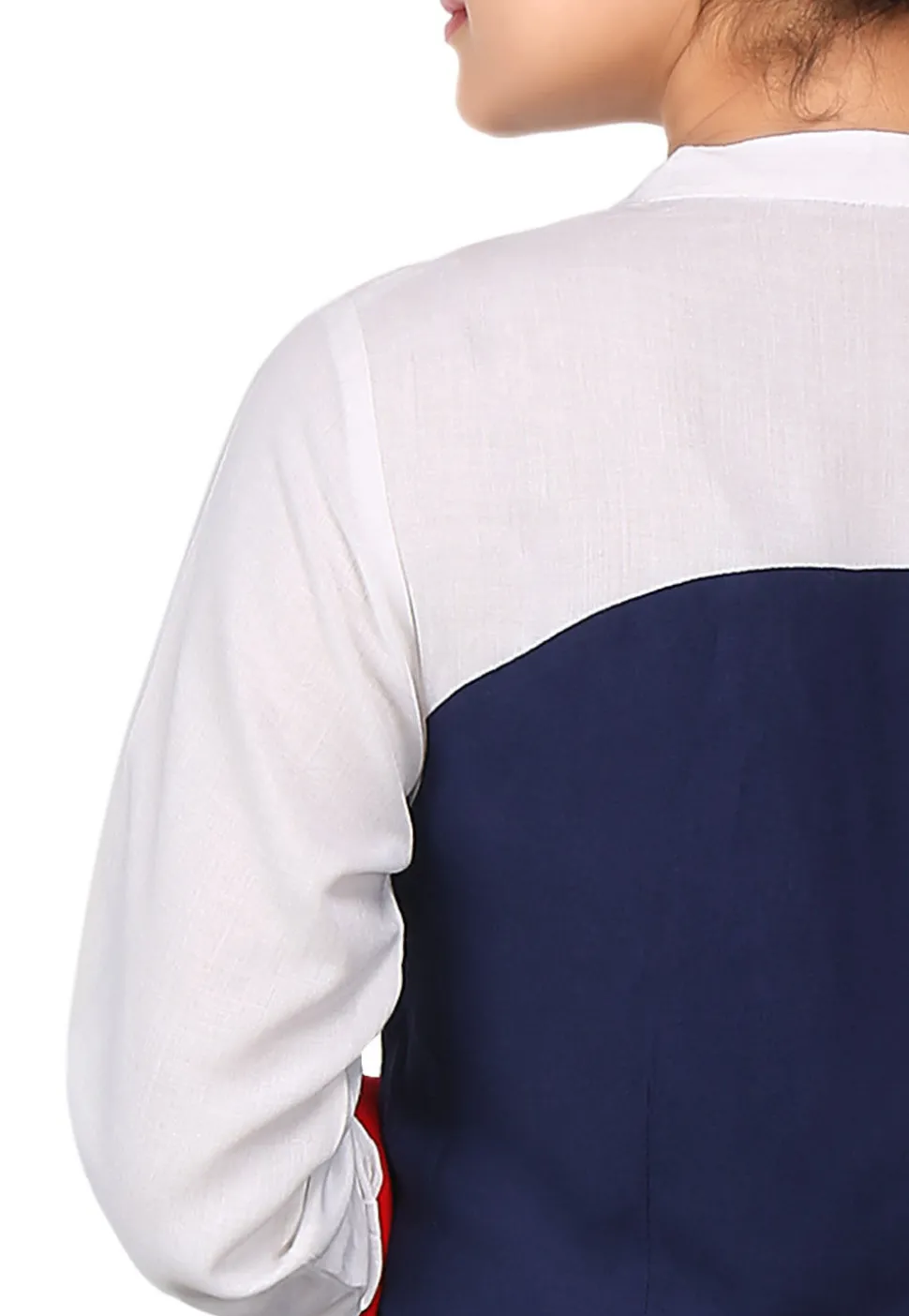 Plain Viscose Dress in White and Navy