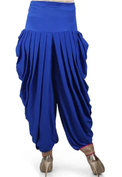 Pleated Crepe Patiala in Royal Blue