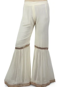 Pleated Georgette Sharara in Off White
