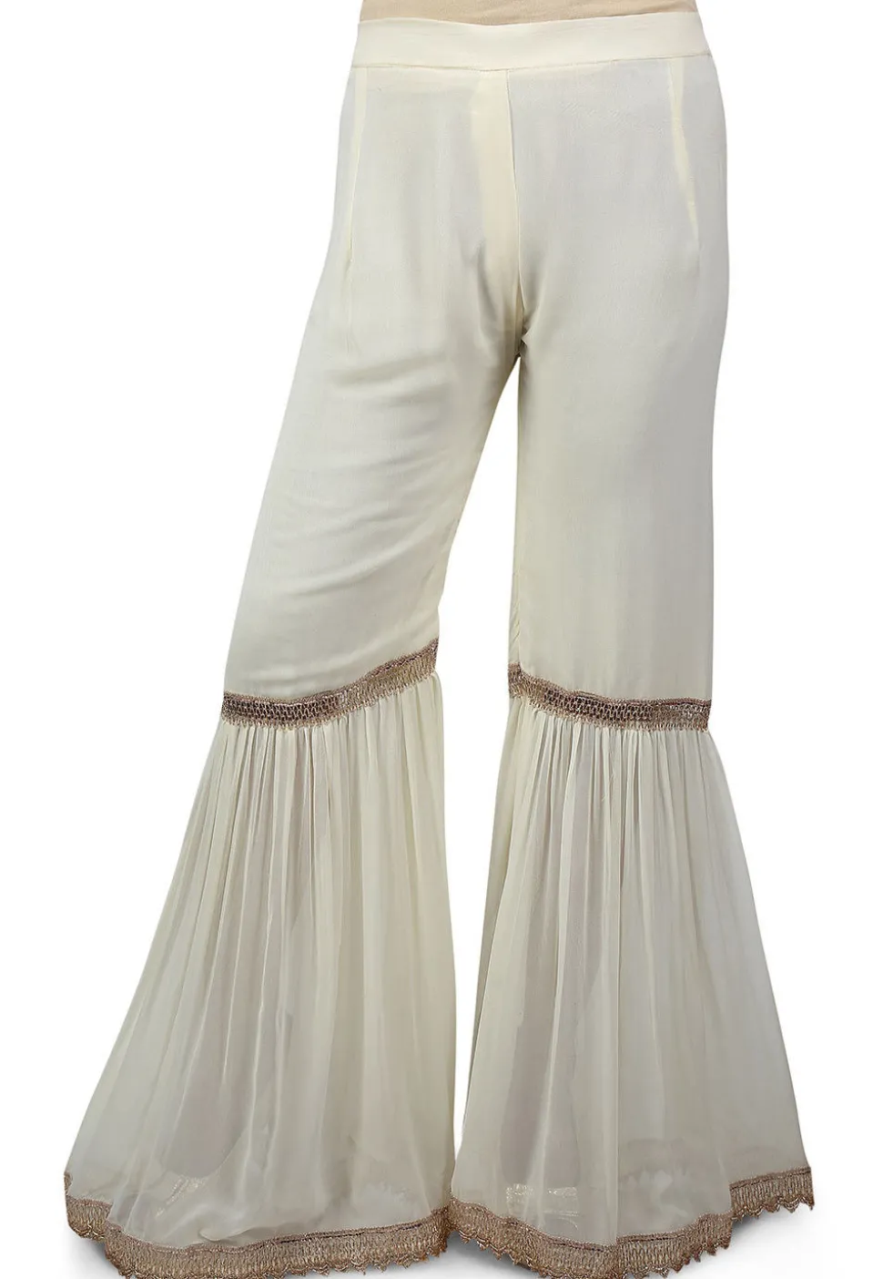 Pleated Georgette Sharara in Off White