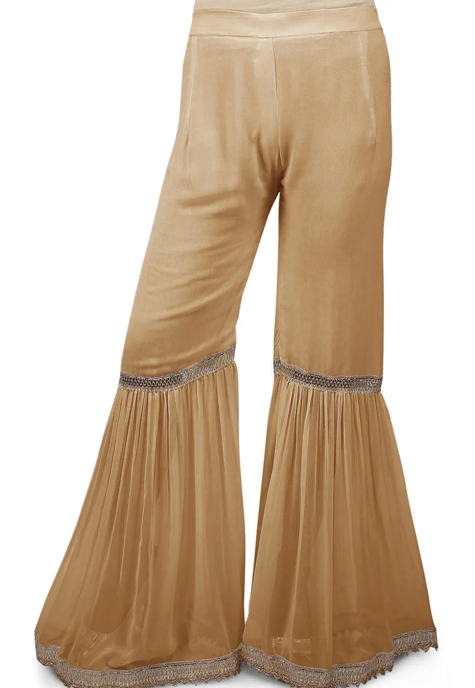 Pleated Georgette Sharara in Beige