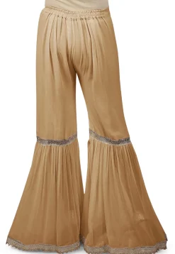 Pleated Georgette Sharara in Beige