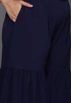 Polka Dot Printed Net Pakistani Suit in Navy Blue