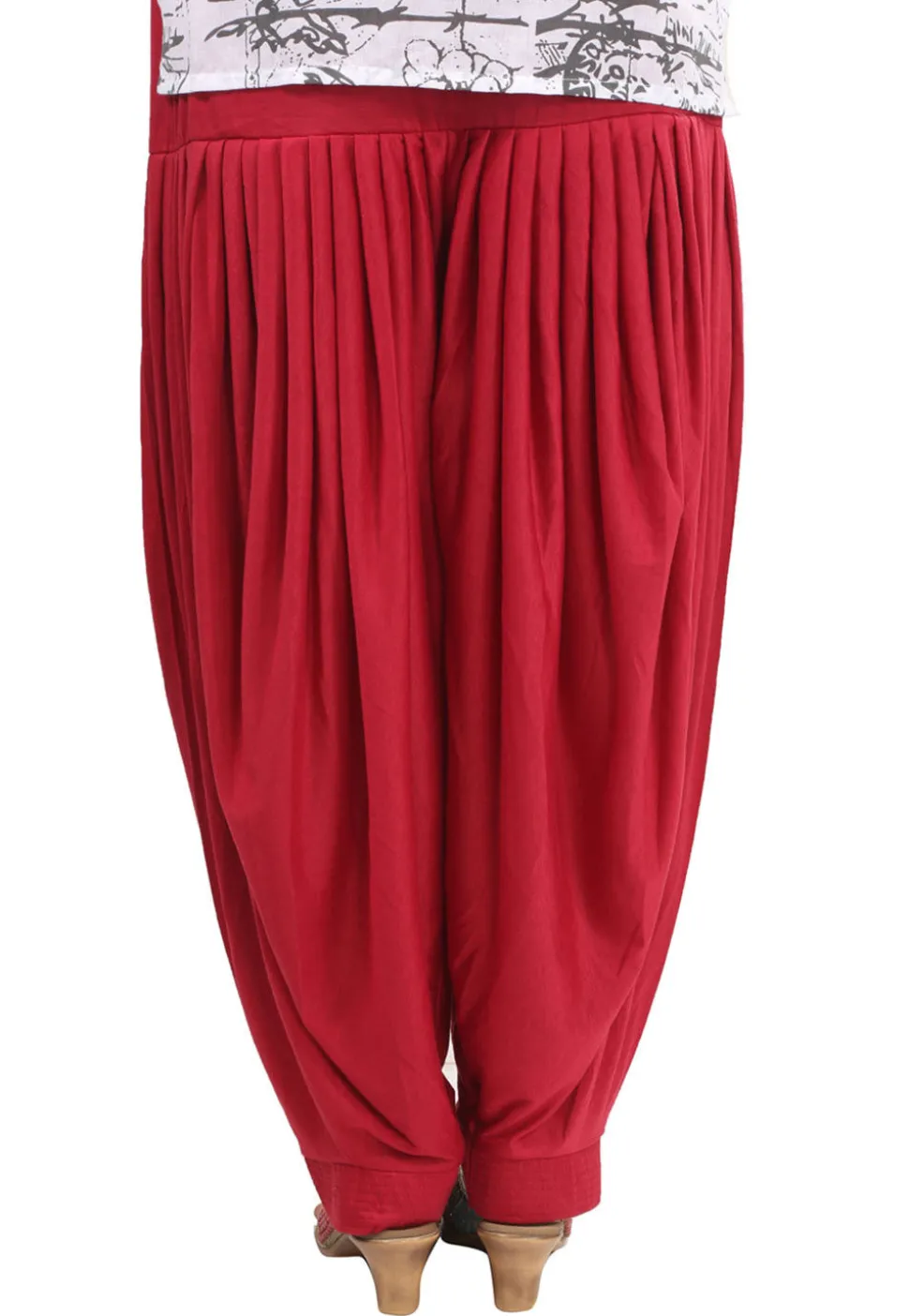 Poly Viscose Patiala In Red