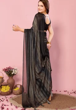 Pre Stitched Art Silk Saree in Grey