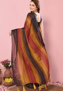 Pre Stitched Art Silk Saree in Multicolor