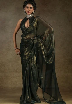 Pre Stitched Art Silk Saree in Black