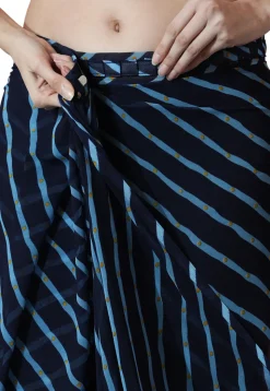 Pre Stitched Chiffon Saree in Dark Blue