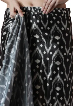 Pre Stitched Chinon Chiffon Saree in Black