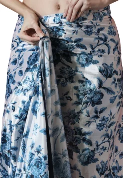 Pre Stitched Chinon Chiffon Saree in Off White