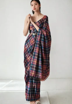 Pre Stitched Chinon Chiffon Saree in Multicolor