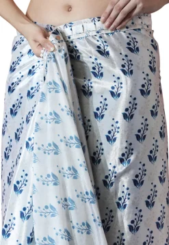 Pre Stitched Chinon Chiffon Saree in White