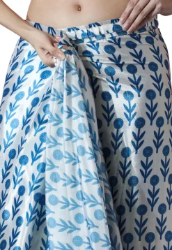 Pre Stitched Chinon Chiffon Saree in White