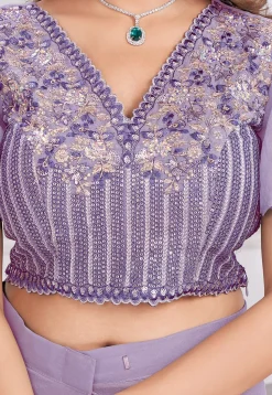 Pre Stitched Georgette Saree in Purple