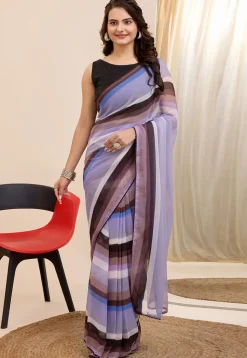 Pre Stitched Georgette Saree in Multicolor
