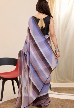 Pre Stitched Georgette Saree in Multicolor