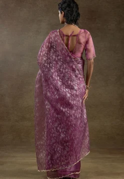 Pre Stitched Tissue Silk Saree in Purple