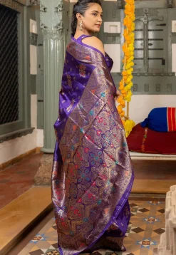 Pre-stitched Art Silk Saree in Purple