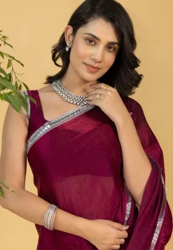 Pre-stitched Chiffon Saree in Fuchsia