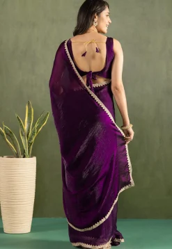 Pre-stitched Chiffon Saree in Purple