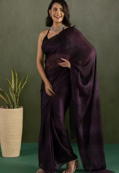 Pre-stitched Chiffon Saree in Purple