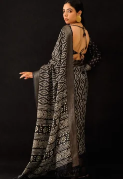 Pre-stitched Cotton Saree in Black