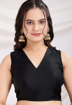Pre-stitched Georgette Saree in Black