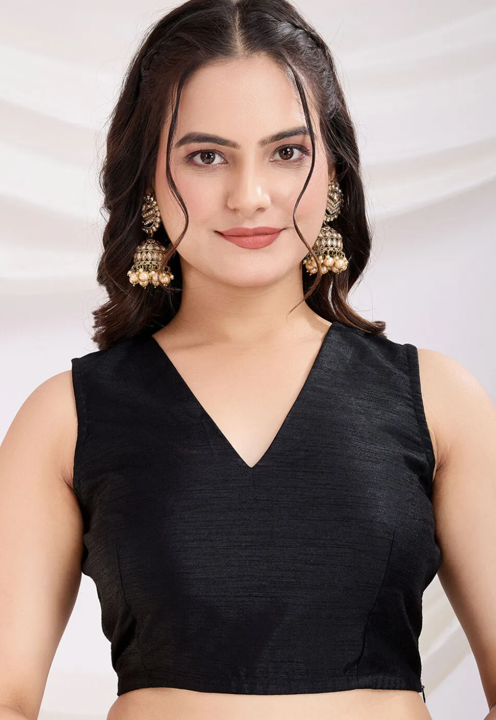 Pre-stitched Georgette Saree in Black