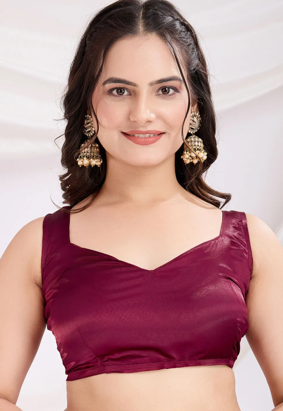 Pre-stitched Georgette Saree in Magenta