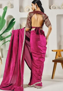 Pre-stitched Uppada Silk Saree in Purple