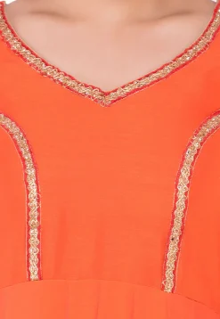 Princess Cut Georgette Abaya Style Suit in Orange