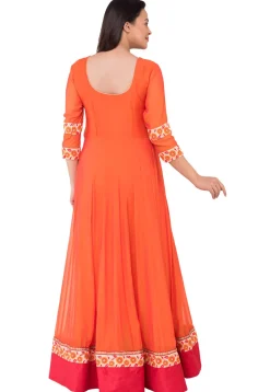 Princess Cut Georgette Abaya Style Suit in Orange